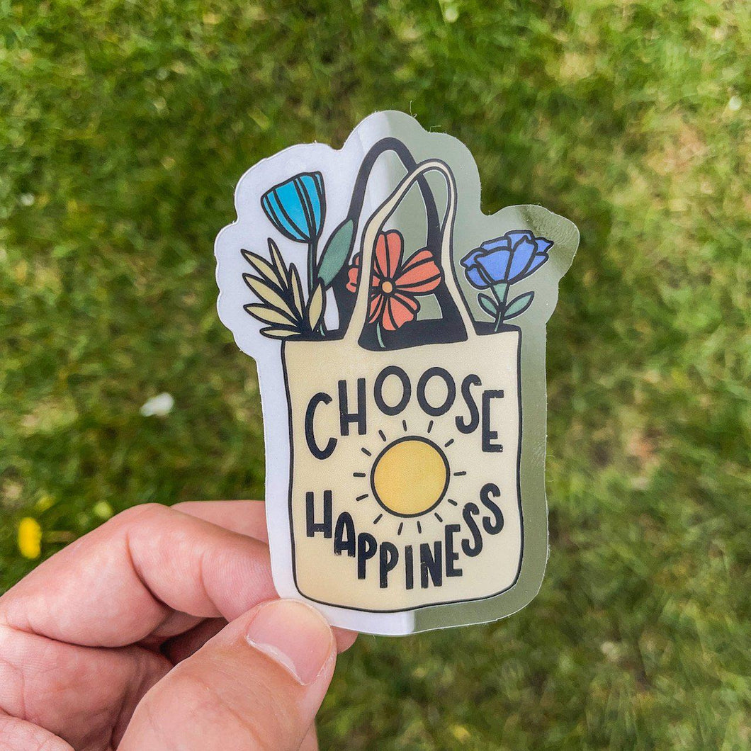 Choose Happiness Bag - Clear Sticker