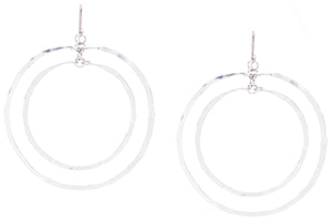 Geometric Silver Double Hoop Earrings