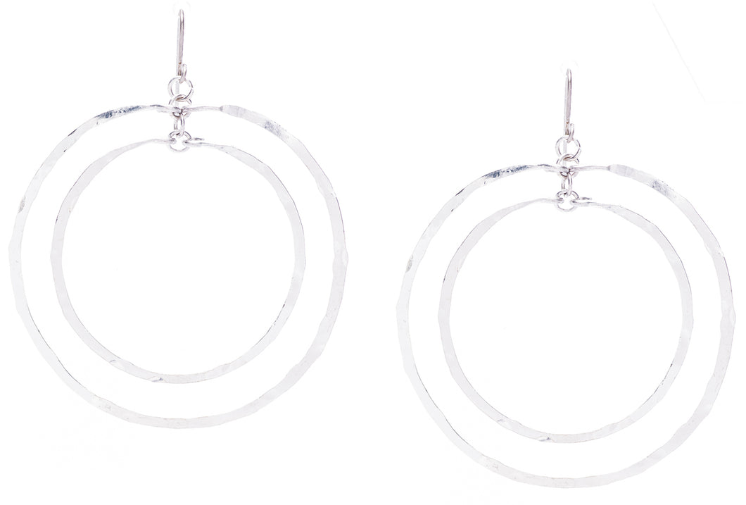 Geometric Silver Double Hoop Earrings